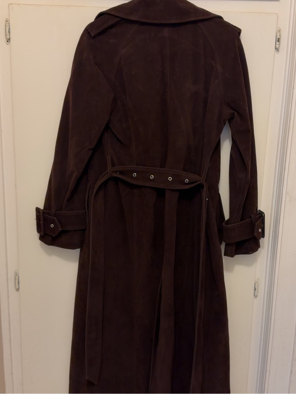 Double Breasted Faux Suede Trench Coat - Picture 8 of 8
